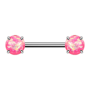 Barbell avec deux boules opales roses