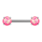 Barbell with two opal spheres pink