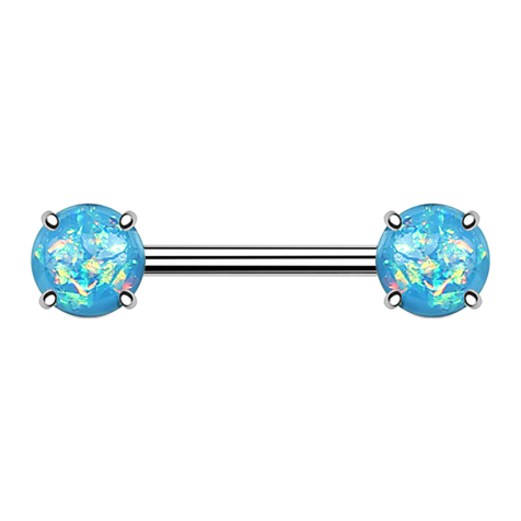 Barbell con due sfere di opale acqua