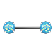 Barbell avec deux boules opales aqua