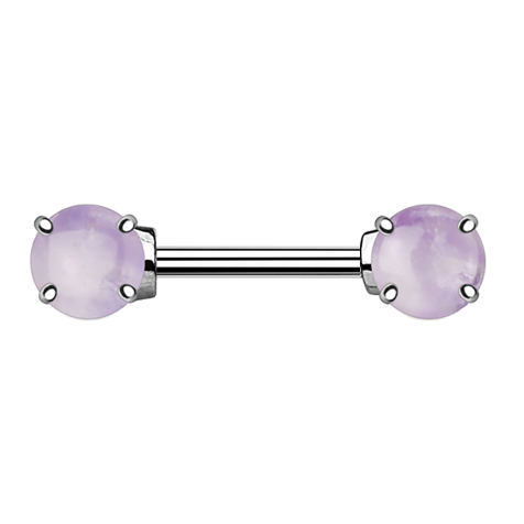 Barbell mit zwei Amethyst Stein Kugeln