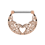 Anneau septum filigrane avec cœur or rose