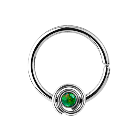 Septum Ring spirale mit Opal grün