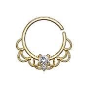 Septum ring 18k gold-plated filigree with silver crystal