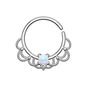 Septum Ring silber filigran mit Opal weiss