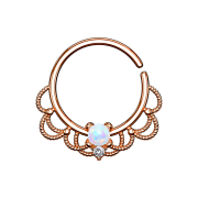 Septum Ring rosegold filigran mit Opal weiss