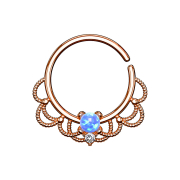 Septum Ring rosegold filigran mit Opal blau