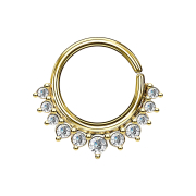 Anneau septum 14k doré avec onze cristaux