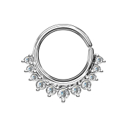 Septum ring silver with eleven crystals