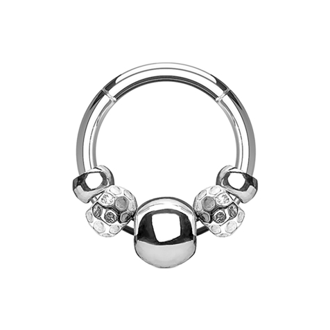 Micro Segmentring klappbar silber mit diversen Stahlperlen silber