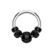 Micro anneau segment pliable argent avec diverses perles en acier noir