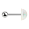 Micro barbell silver with ball and glitter dome white