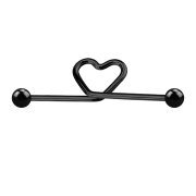 Barbell schwarz Herz mit zwei Kugeln mit Titanium...