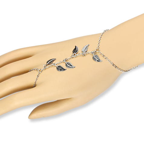Armkette silber mit Blätter