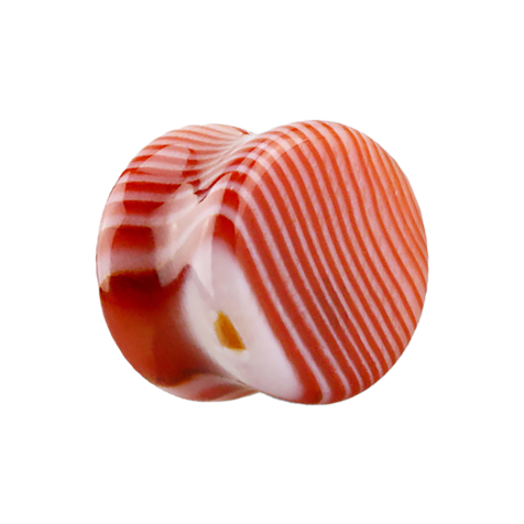 Flared plug red agate stone