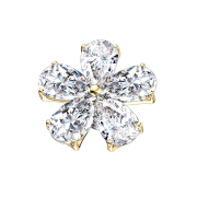 Dermal Anchor fleur dorée avec gouttes de cristal