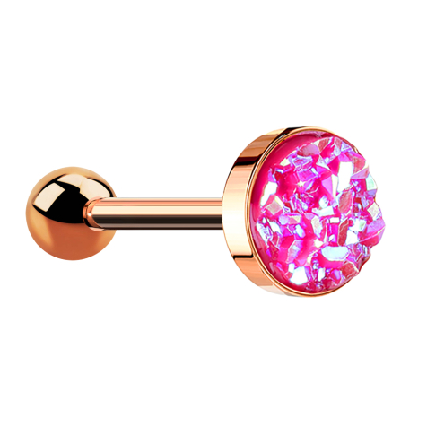 Micro Barbell or rose avec pierre Druse rose
