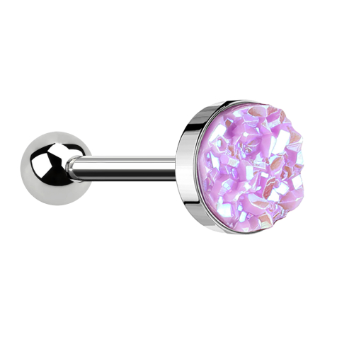 Micro Barbell argent avec pierre Druse violet clair