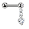 Micro barbell silver with ball and heart pendant