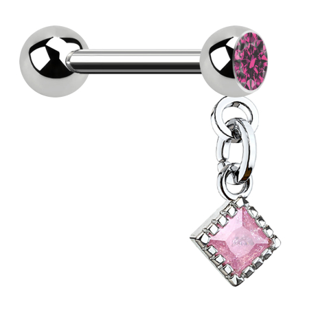 Micro bilanciere in argento con sfera e ciondolo in opale rosa