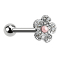 Micro Barbell argent avec boule et fleur avec perle rose