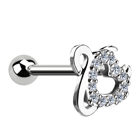 Micro Barbell silber mit Kugel und Teufelsherz