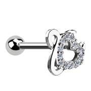 Micro Barbell silber mit Kugel und Teufelsherz