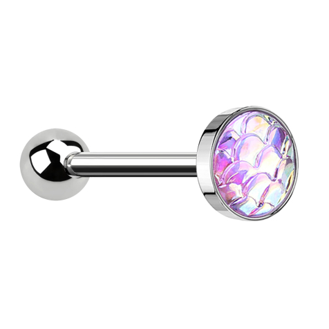 Micro barbell silver with fish scales pink