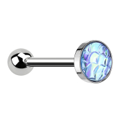 Micro barbell silver with fish scales aqua
