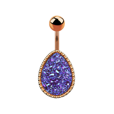 Banana rose gold oval with purple druse stone