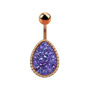 Banana rose gold oval with purple druse stone