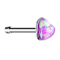 Clous de nez droit argent avec opale coeur violet
