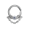 Anneau septum argenté avec cristal et chaîne