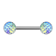 Barbell argent avec écailles de poisson aqua