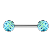 Barbell argent avec écailles de poisson vert
