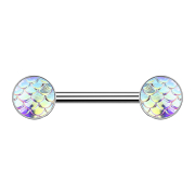 Barbell argent avec écailles de poisson multicolore