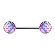 Barbell argent avec écailles de poisson roses