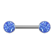 Barbell argent avec pierre Druse bleu foncé