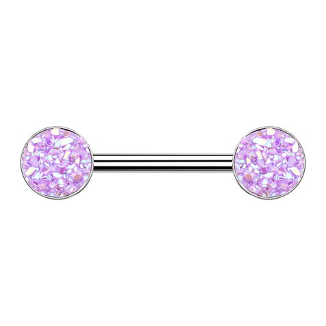 Barbell argent avec pierre Druse violet clair