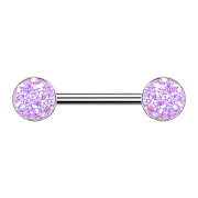 Barbell argent avec pierre Druse violet clair