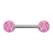Barbell argent avec pierre Druse rose