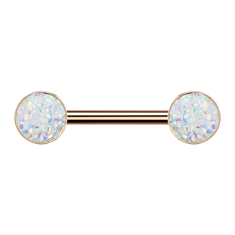 Barbell or rose avec pierre Druse blanche