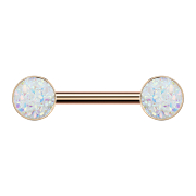 Barbell or rose avec pierre Druse blanche