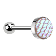 Barbell silber mit Fischschuppen pink