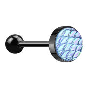 Barbell schwarz mit Fischschuppen aqua