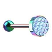 Barbell colored with fish scales aqua