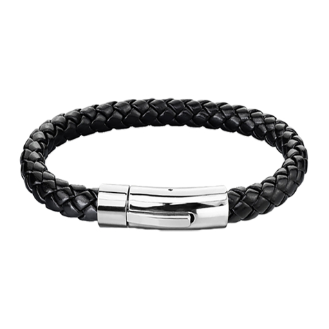 Kunstlederarmband schwarz mit Verschluss silber