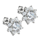 Stud earrings silver crystal flower with large crystal