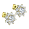 Stud earrings 14k gold-plated crystal flower with large crystal