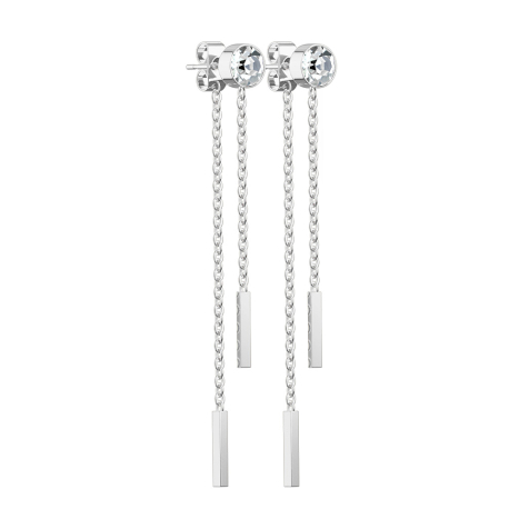 Boucles doreilles argent avec cristal et pendentif